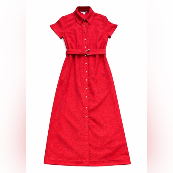 Briley Textured Shirt Dress - Cherry Tomato Color - Like new - Picture 3 of 13